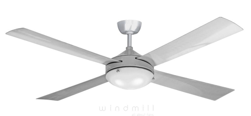 Windmill High speed designer ceiling fan. ASANA Neo model with 4 metal blades customised with LED light kit