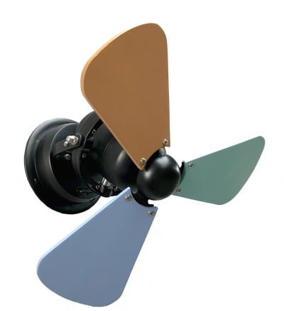 Barollo designer Wall fan with multi coloured wood blades