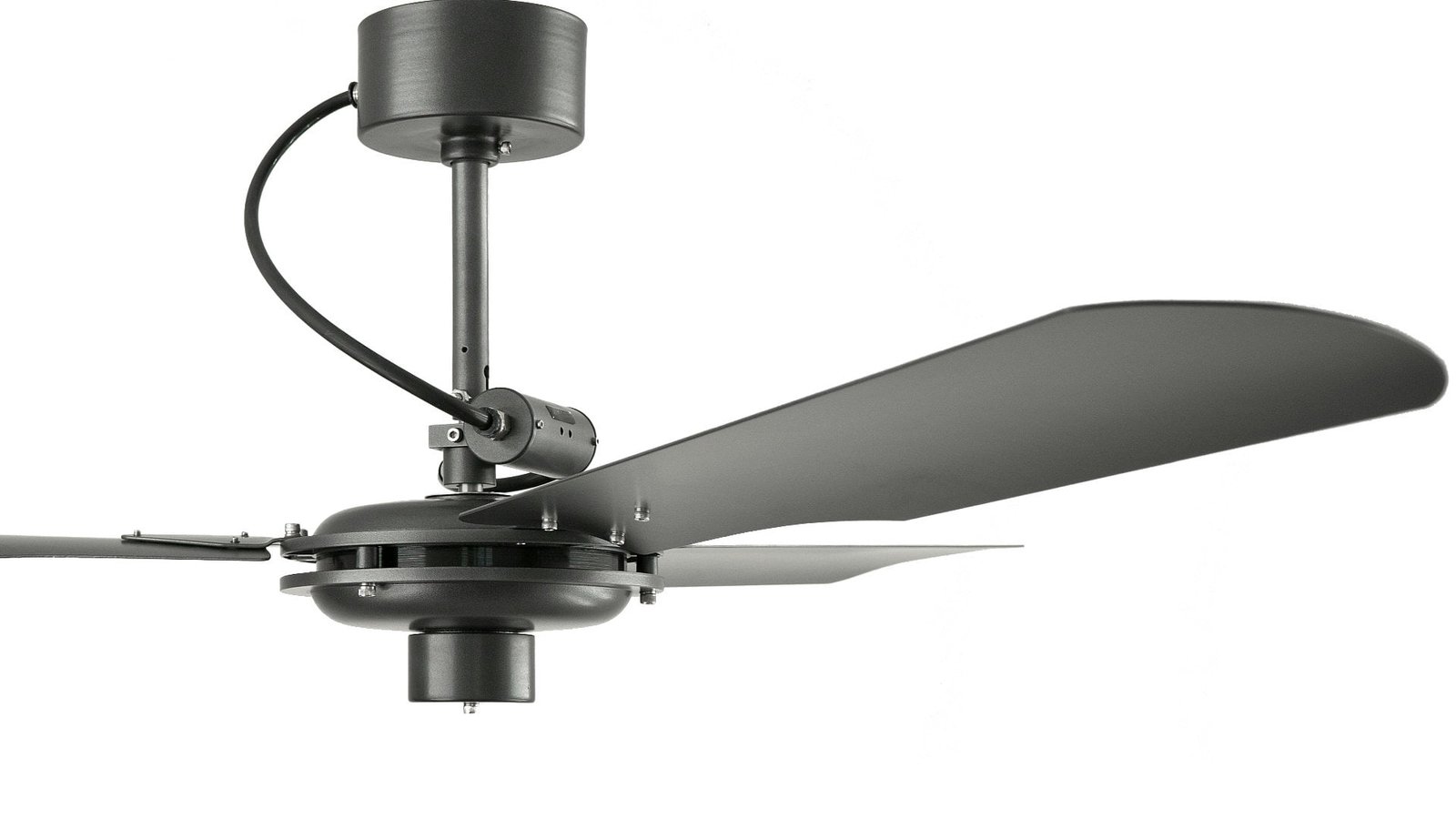 true industrial design ceiling fan. Exposed wire harness with capacitor tubes. edge cut blade design makes this fan truly industrial influenced.
